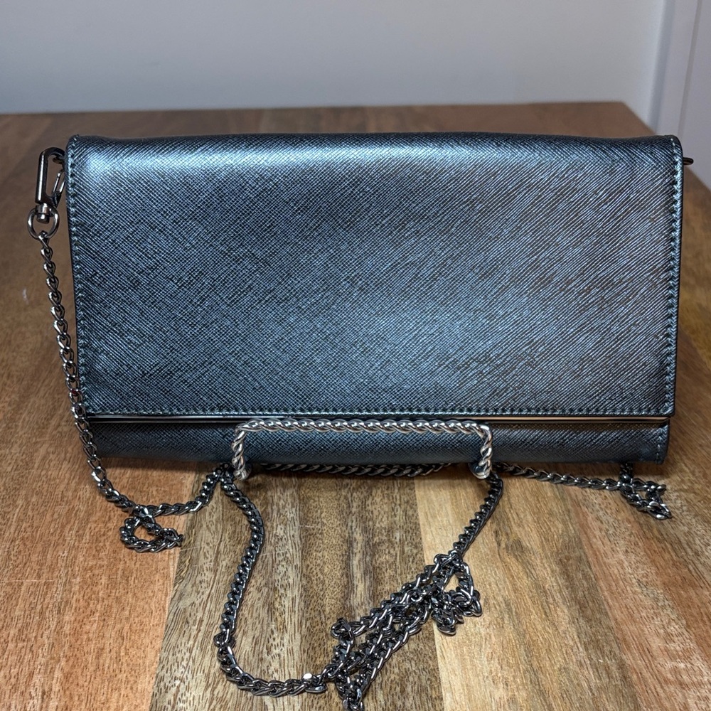 Abro Gray Metallic Textured leather chain Strap Crossbody